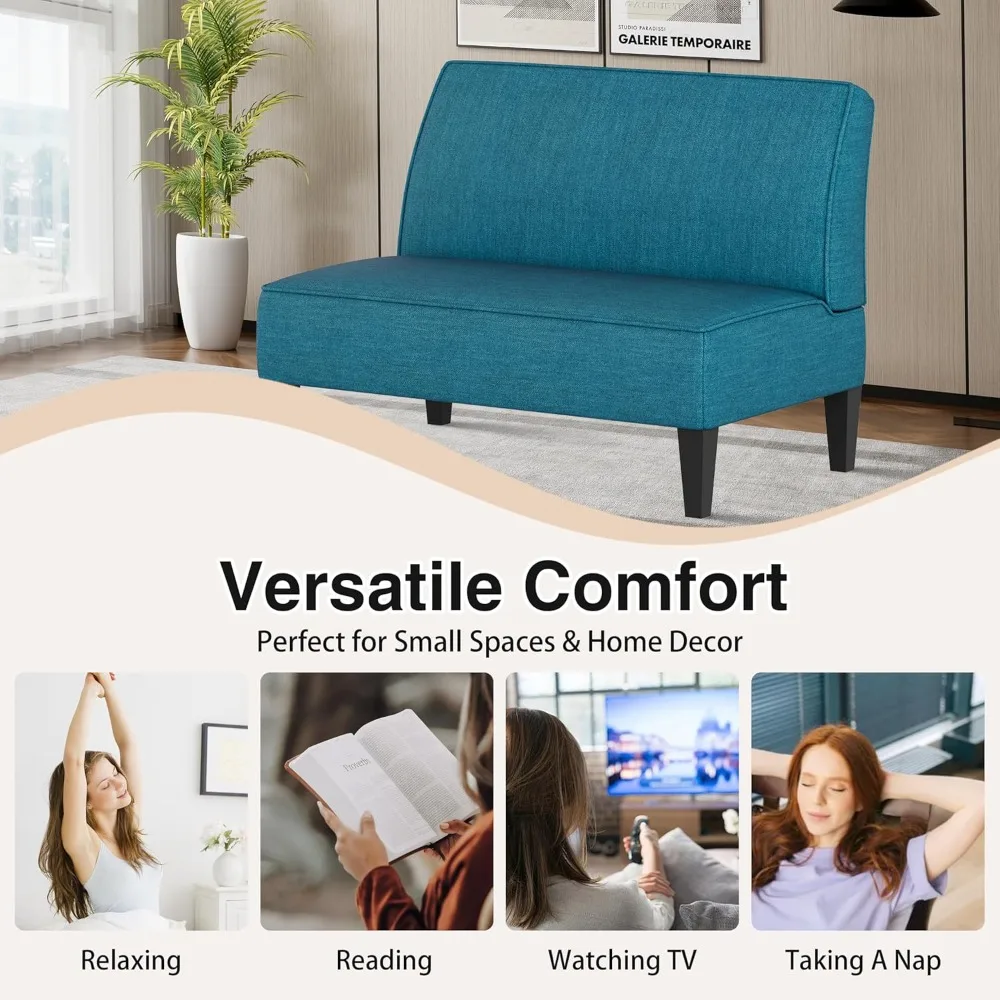 أريكة مدمجة بمقعدين مع تنجيد للمساحات الصغيرة وأرجل خشبية مثالية لغرفة النوم #5