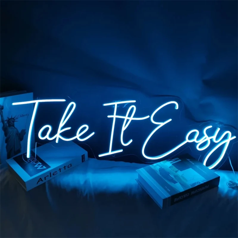 Ineonlife Take It Easy Neon Sign Custom Led Billboard Light Bedroom Personalized Home Encourage Office Childroom Wall Decor Lamp