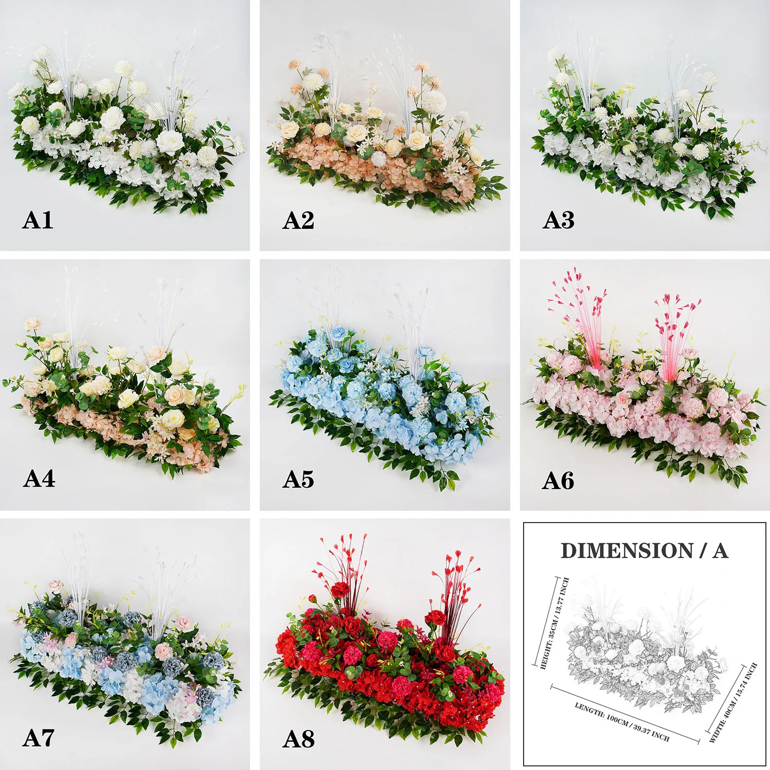 100CM Artificial Flowers For Wedding Decoration Rose Flower Arrangement  Table Centerpiece Flowers Background Marriage Backdrop