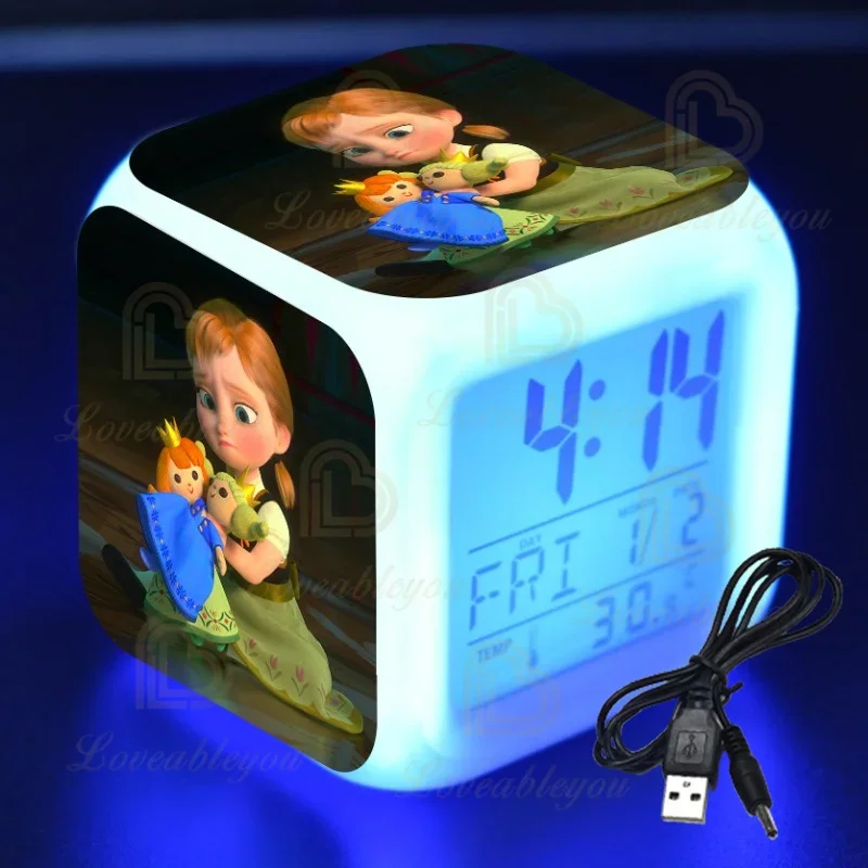 Olaf Frozen Alarm Clock LED Children\'s Colorful Awakening Clock Anna Disney Animation Gift Desktop Decoration Birthday Gifts