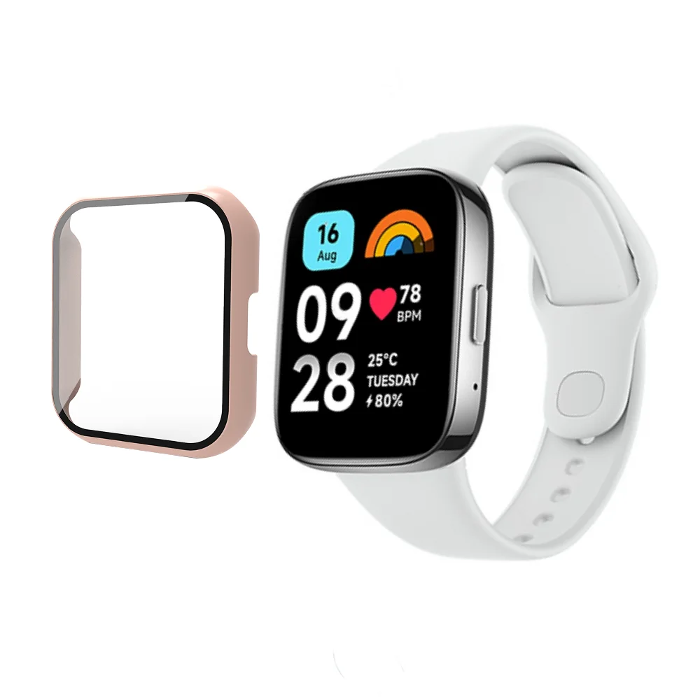 Protetor de Tela Cheia para Redmi Watch 3 Active, PC + Vidro Temperado Protetor, Shell Bumper