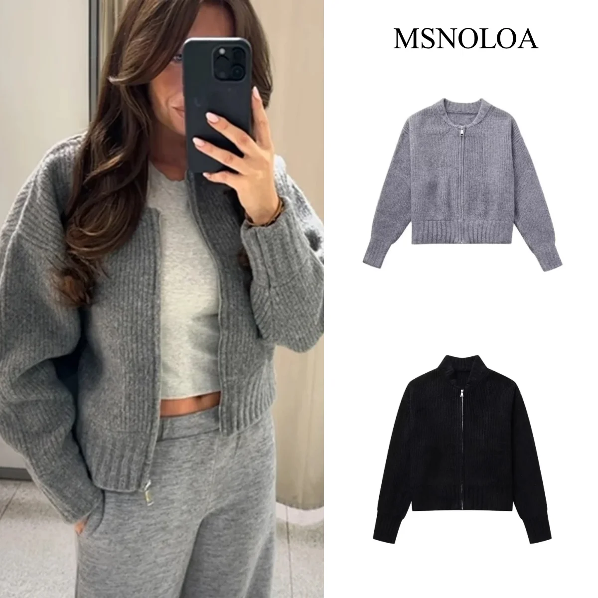 MSNOLOA Sweater Cardigan for Women jacket tricots Coat Knit Outerwears Autumn Winter 2024 Woman Fashion Knitwears Cardigan