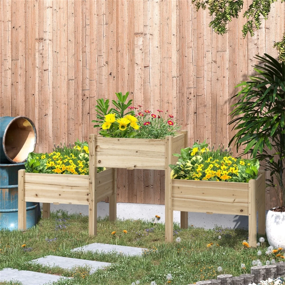 User inière en bois naturel, étagère à fleurs, boîte de jardinière en bois