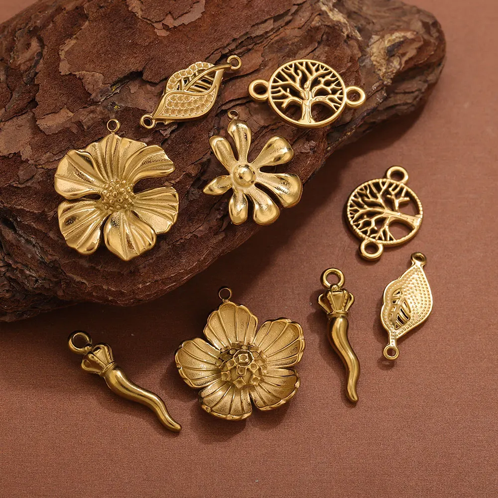 2/4/5 قطعة الفولاذ المقاوم للصدأ زهرة الفراولة السحر DIY بها بنفسك الفلفل الحار الفاكهة قلادة مجوهرات موصل سوار قلادة صنع الملحقات