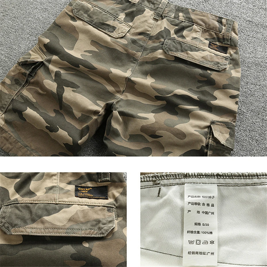 Camo Shorts Zomer Cargo Shorts Heren Mode Camouflage Korte Broek Mannelijke Tactiek Broek