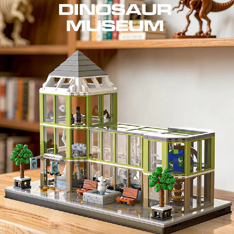 دينوسور متحف البيت وحدات اللبنات مجموعات مدينة عرض شقة مخزن العمارة الطوب أطقم منمذجة الكبار طفل هدية 1496 قطعة #1
