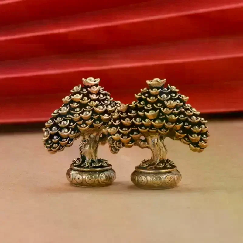 Brass Fortune Tree Ornaments Potted Tree Ingot Tree Retro Brass Ornaments Living Room Office Desktop Sculpture