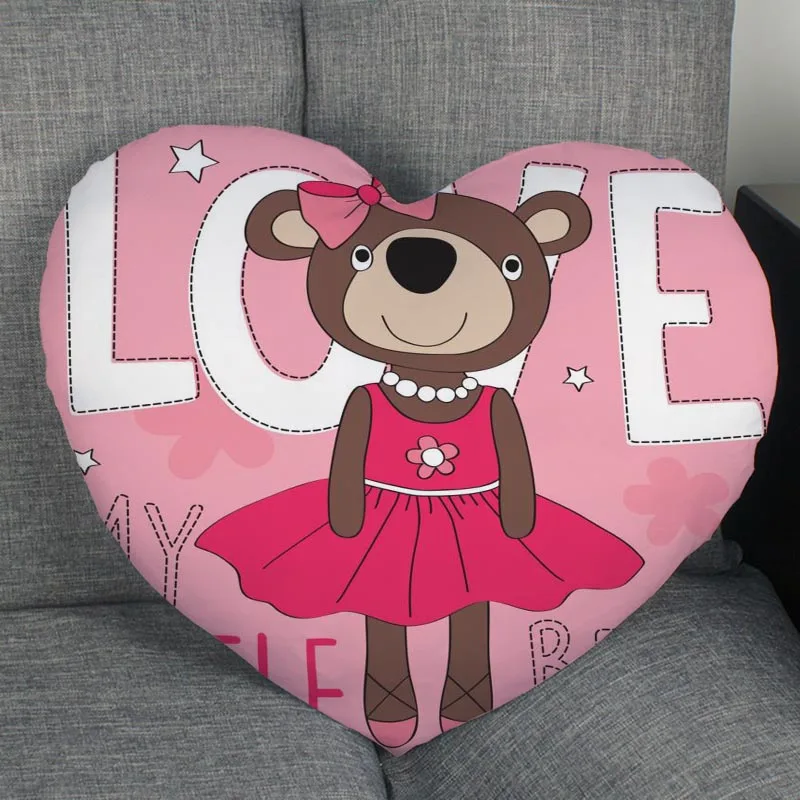 New Arrival Cute Teddy Bear Zipper Pillowcase Cover Detective Heart Shape Pillow Cover Bedroom Wedding Decorate 11.11