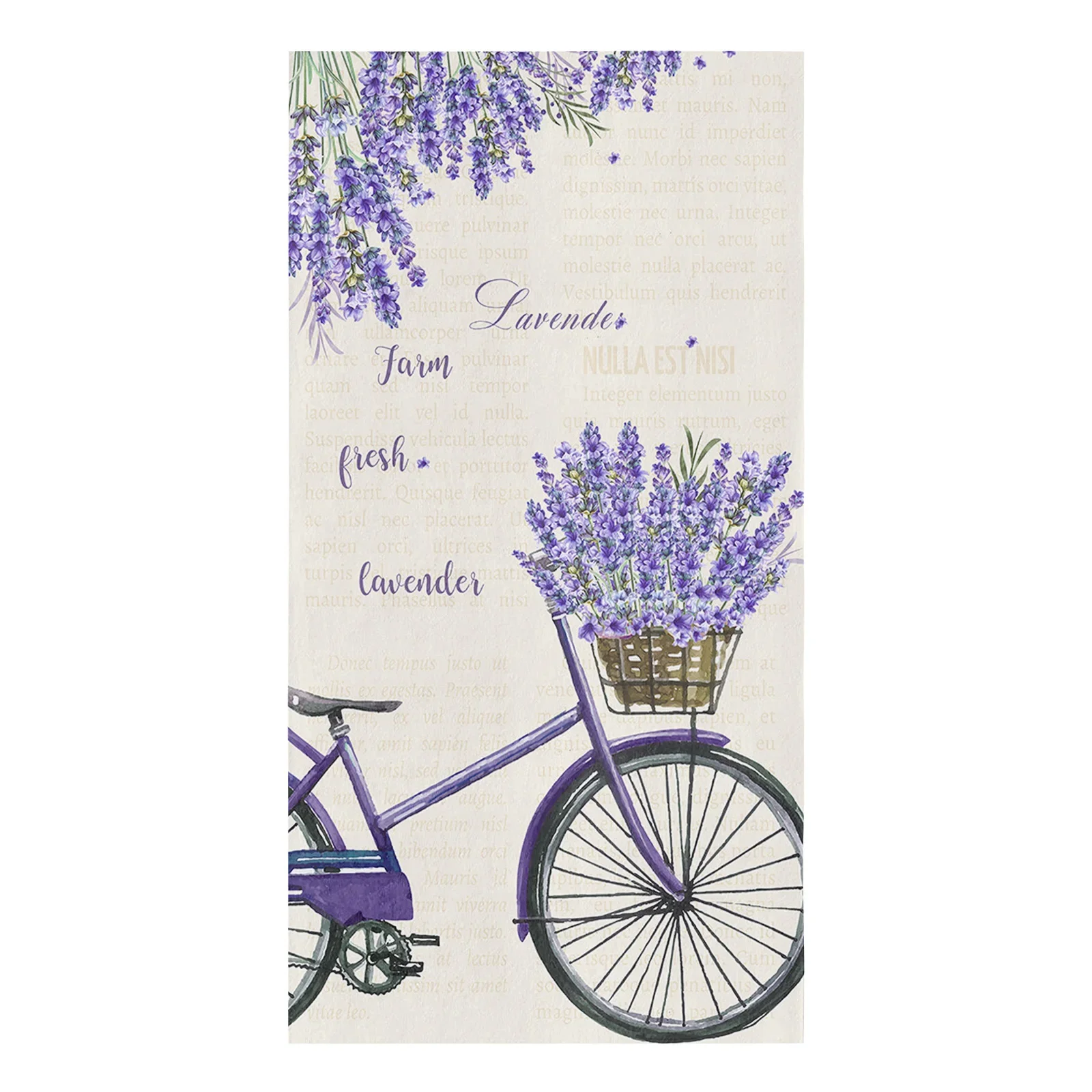 Farm Purple Fresh Flower Lavender Bicycle Printed Tea Hand Towel Kitchen Dishcloth Water Absorption Household Cleaning Cloth