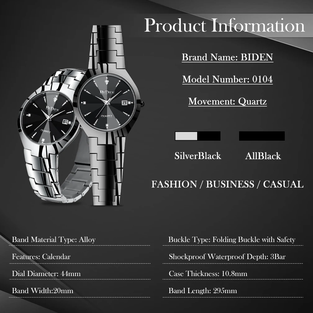 Biden man watch business simple quartz watch