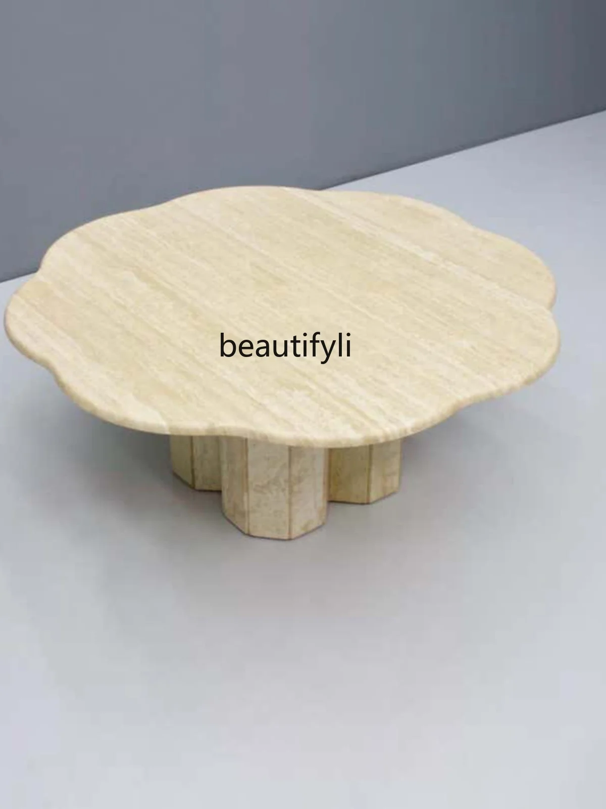 Simple Personality Creative Natural Marble Cave Stone Tea Table Italian Style Light Luxury Model Room Personalized Coffee Table