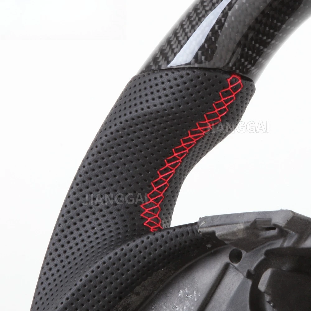 

Real Carbon Fiber Steering Wheel Fit For Chevy Camaro SS Z11 2016-2024 Perforated Leather Red Stitching Racing Steering Wheel