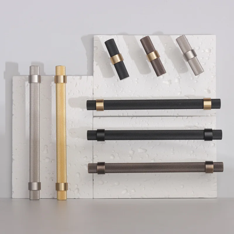 Wardrobe Handles Kitchen Cabinet Handle Drawer Knob Pulls Gold Black Silver Door Pull Bar Textured Furniture Hardware