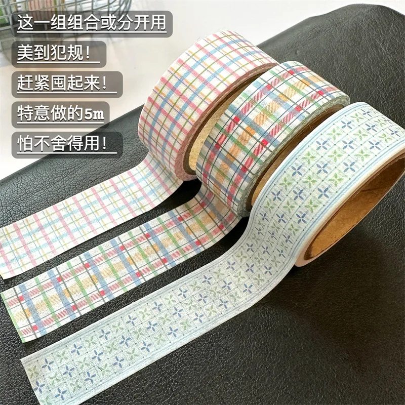 Korean Style Paper Tape Handbook Decoration Material Basic Checkered DIY Sticker Ins Style