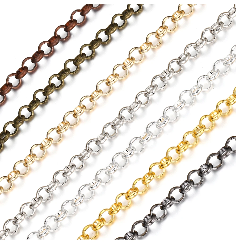 1 Meter 2 Meter geprägte O-Form Halskette Ketten Kupfer Armband Kabel Link Bulk Offene Ringketten für DIY Schmuckherstellung – Detail 9