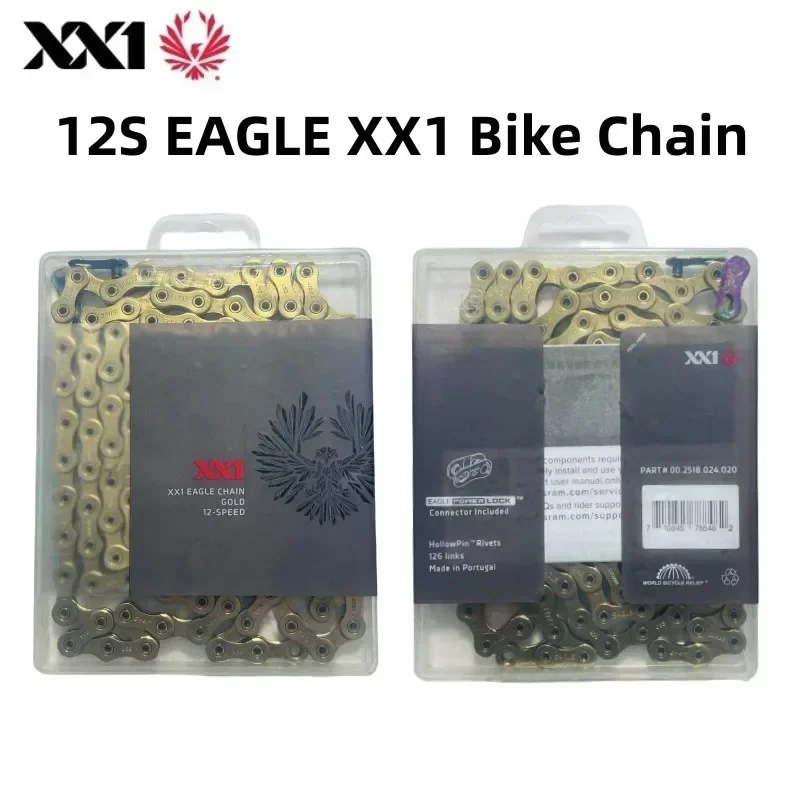 EAGLE XX1 Cadena de bicicleta de carretera MTB dorada 12S, cadena de bicicleta de 126L, eslabón de bloqueo de potencia plateado, cadena de bicicleta GX Eagle 12S, piezas originales de bicicleta