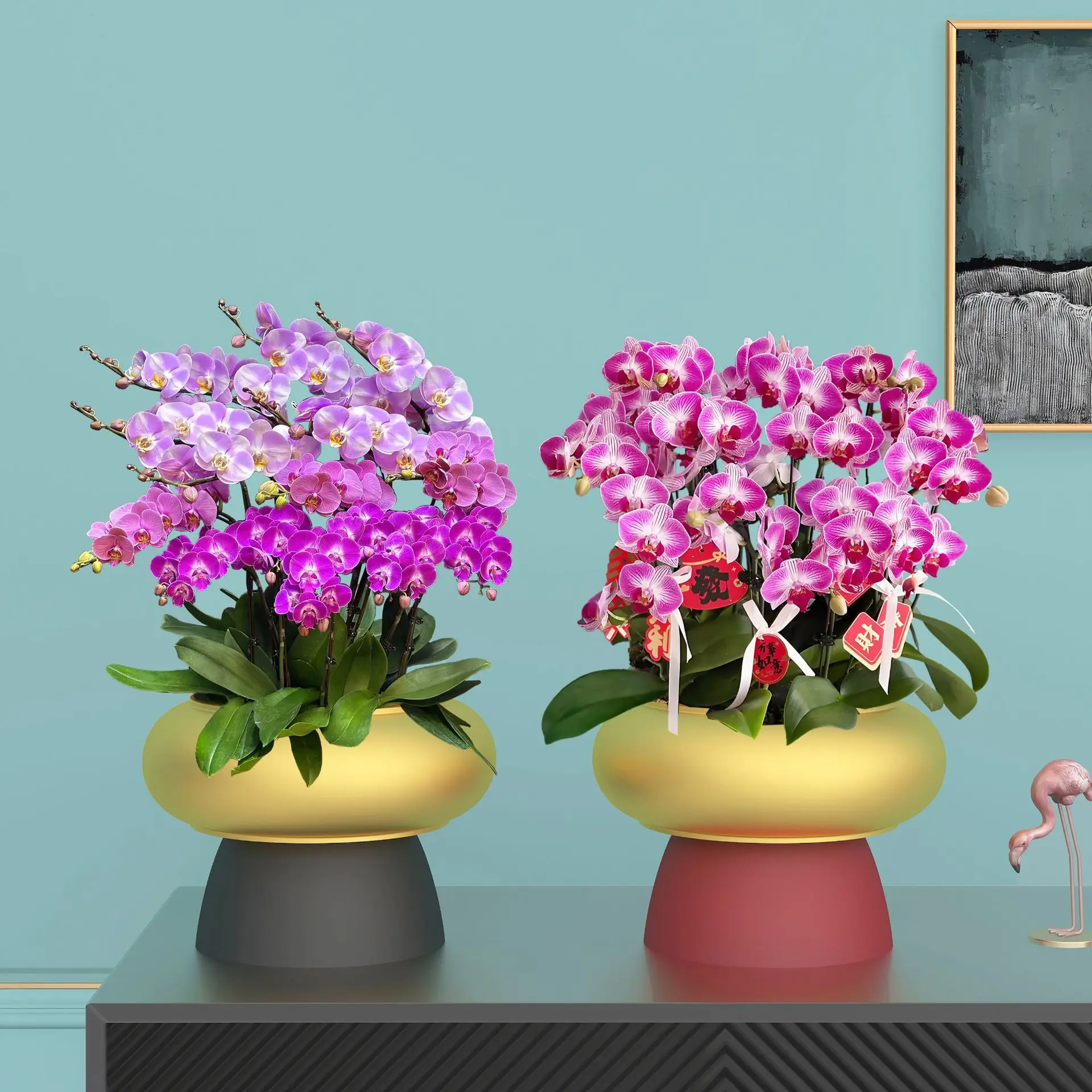 DSA is simple, the arc plate base opens, lucky bucket, New Year's Eve flower pot, flower ware, wrought iron ingot cornucopia