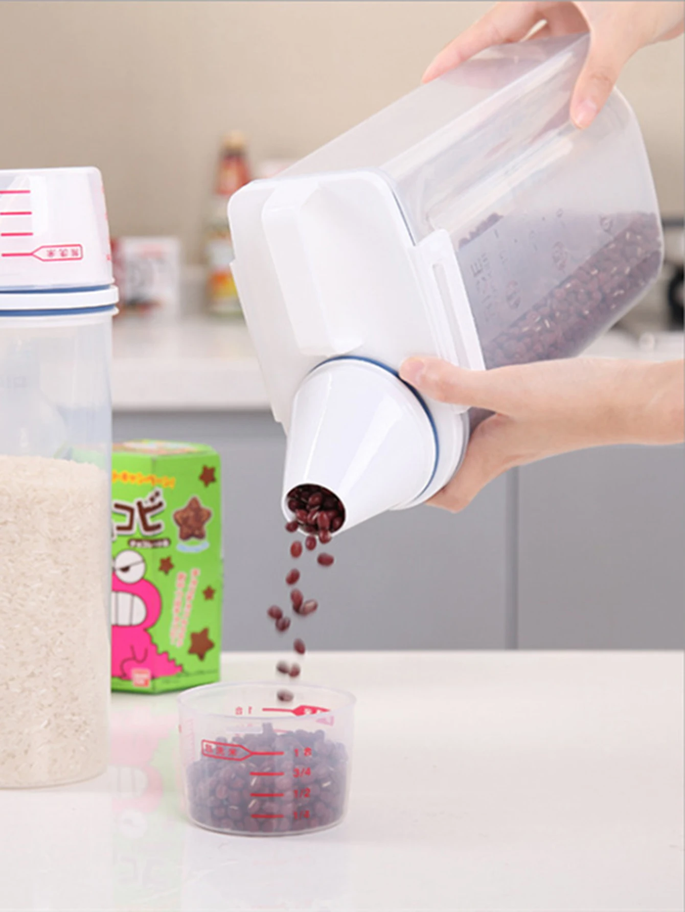 دلو أرز بلاستيكي ذو سعة كبيرة، جرة تخزين متعددة الحبوب، صندوق مختوم لحاوية تخزين المواد الغذائية في المطبخ