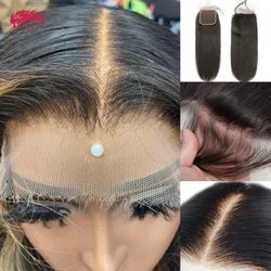 Ali Queen Hair Products 2x6 5x5 6x6 7x7 HD Lace Closure Invisible Skin 13x6 13x4 Lace Frontal Raw unprocessed human hair
