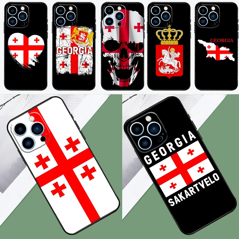 Georgia Flag Phone Case For iPhone 16 15 14 13 12 11 Pro Max XS X XR Plus 13 12 Mini Cover Coque