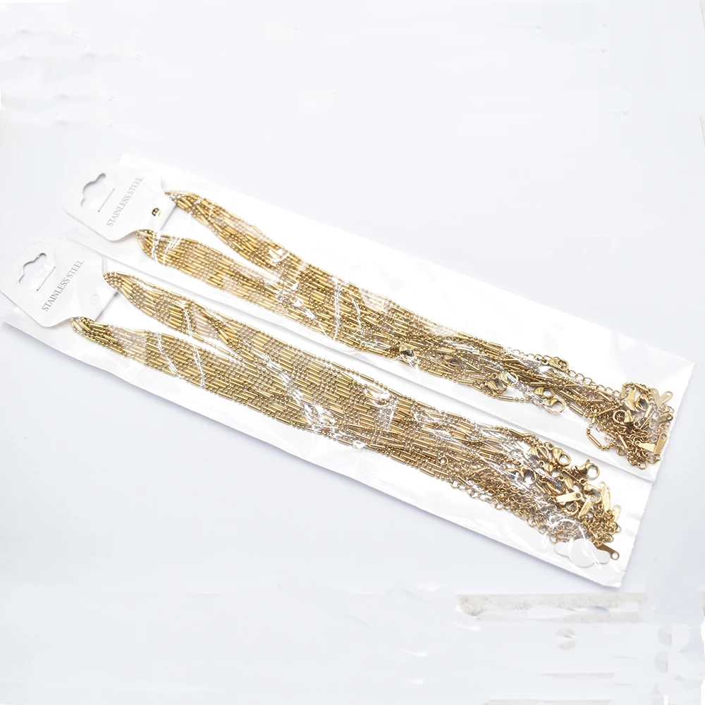 Großhandel 20 Stück/Lot 1,5 mm goldfarbene modische Bambus-Gliederkette aus Edelstahl 40 cm + 5 cm Kette mit Karabinerverschluss DIY Schmuck – Detail 6