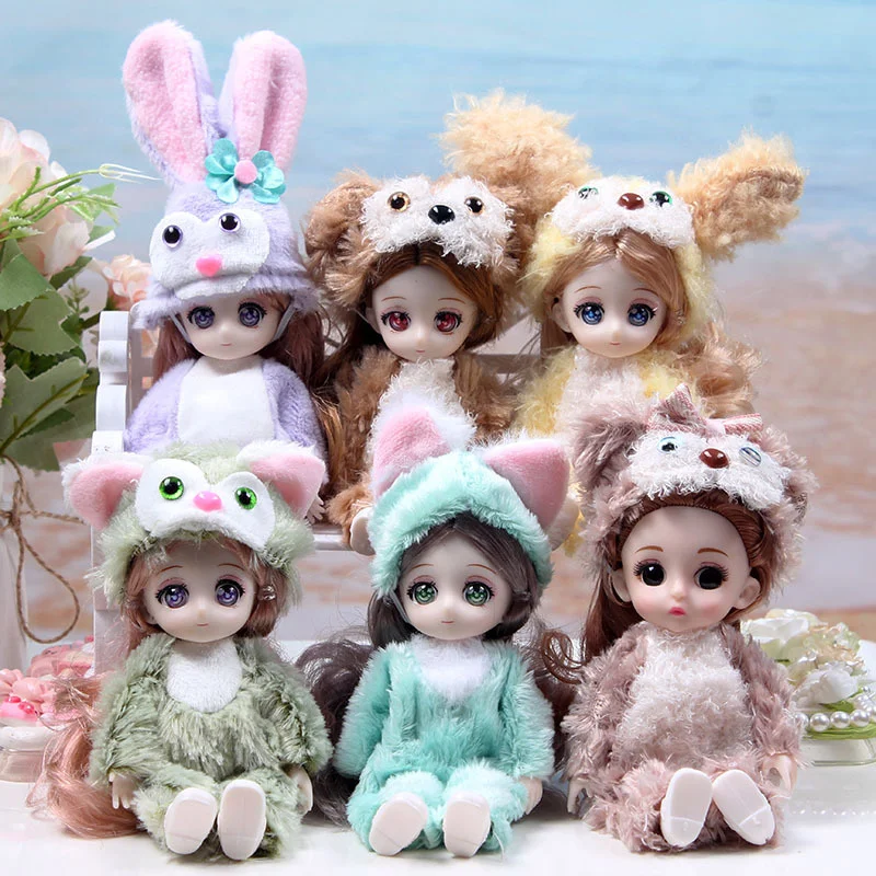 17cm Doll Dreamy Princess Dress Up Gift Set for Girls Outfits Dress Up Dollhouse Makeup DIY Toy Beautiful Birthday Christmas