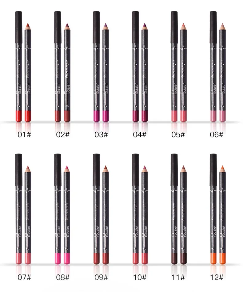 12pcs/set Lip Liner Set Matte Lipstick Pencil Waterproof Velvet Lip Pencil 12 Color Waterproof Hook Line Lip Pencil Makeup