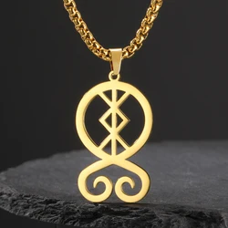 Dawapara Rune of Protection Troll Cross Necklace Trollkors Nordic Magical Symbol Scandinavian Amulet Stainless Steel Jewelry