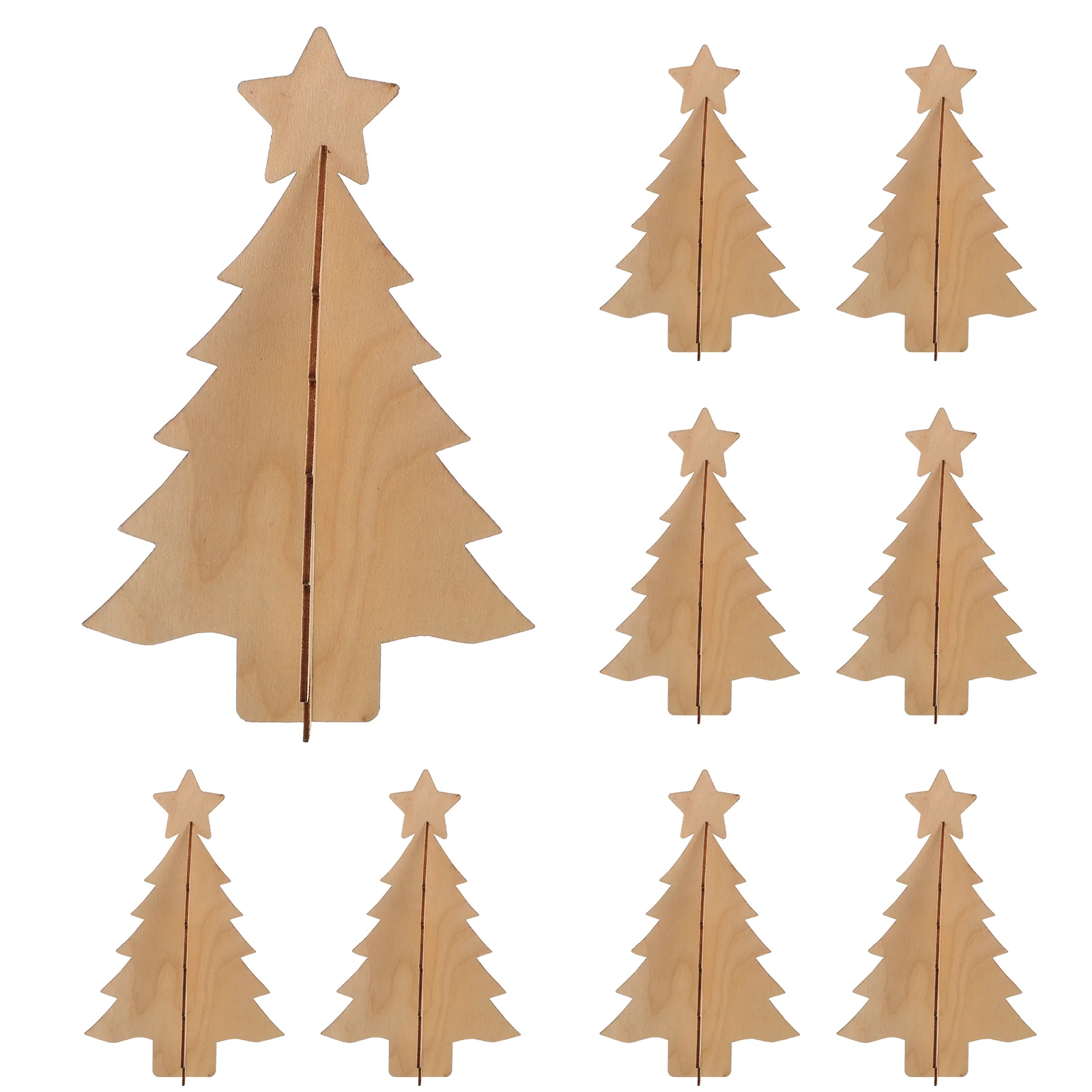 10 Pcs Wooden Tree Christmas Toy Unfinished Xmas Pendants Desktop Mini Graffiti Chips