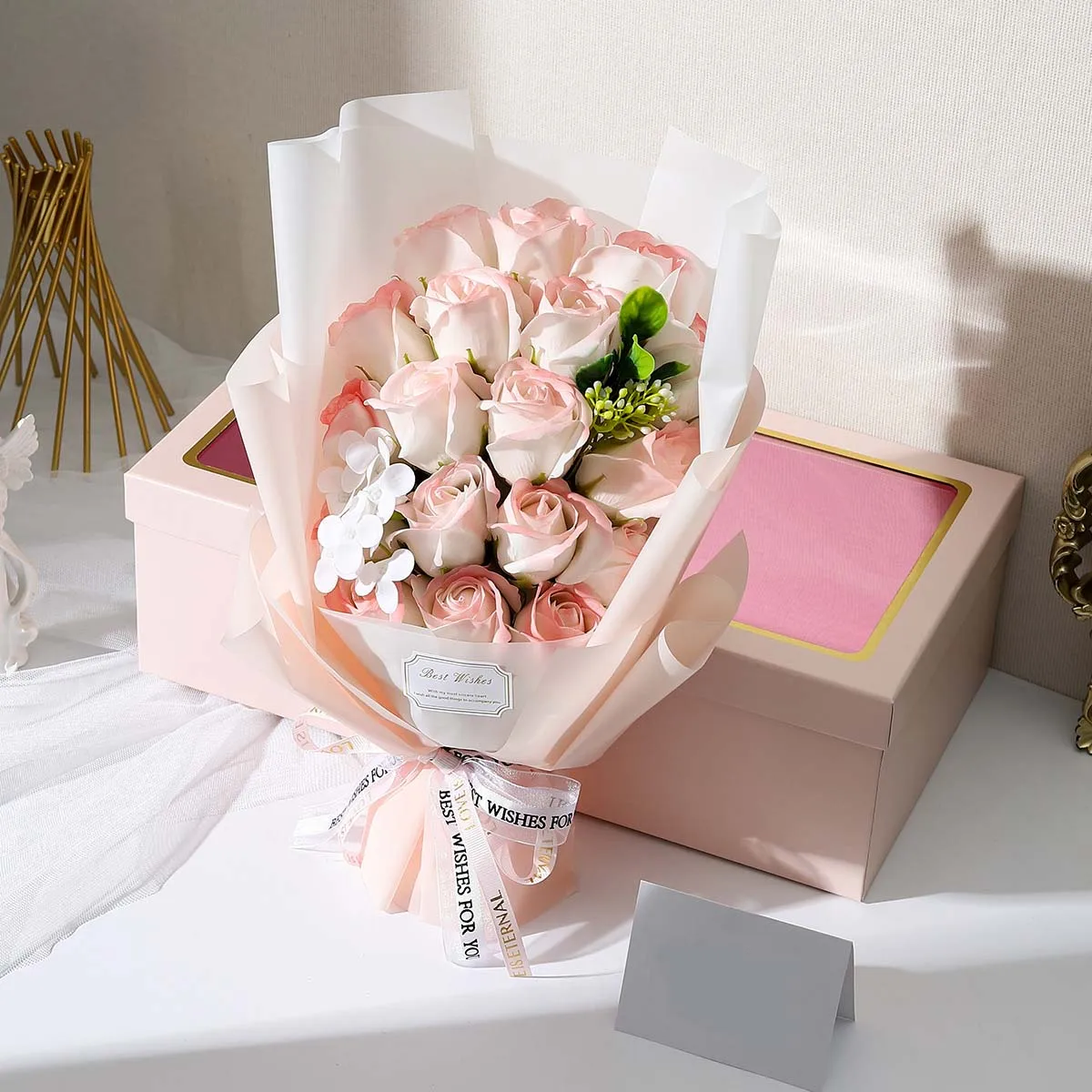 Artificial Soap Flower Rose Bouquet Gift Bags Valentine\'s Day Birthday Gift Wedding Home Decor 18 Rose Soap Bouquet Gift box