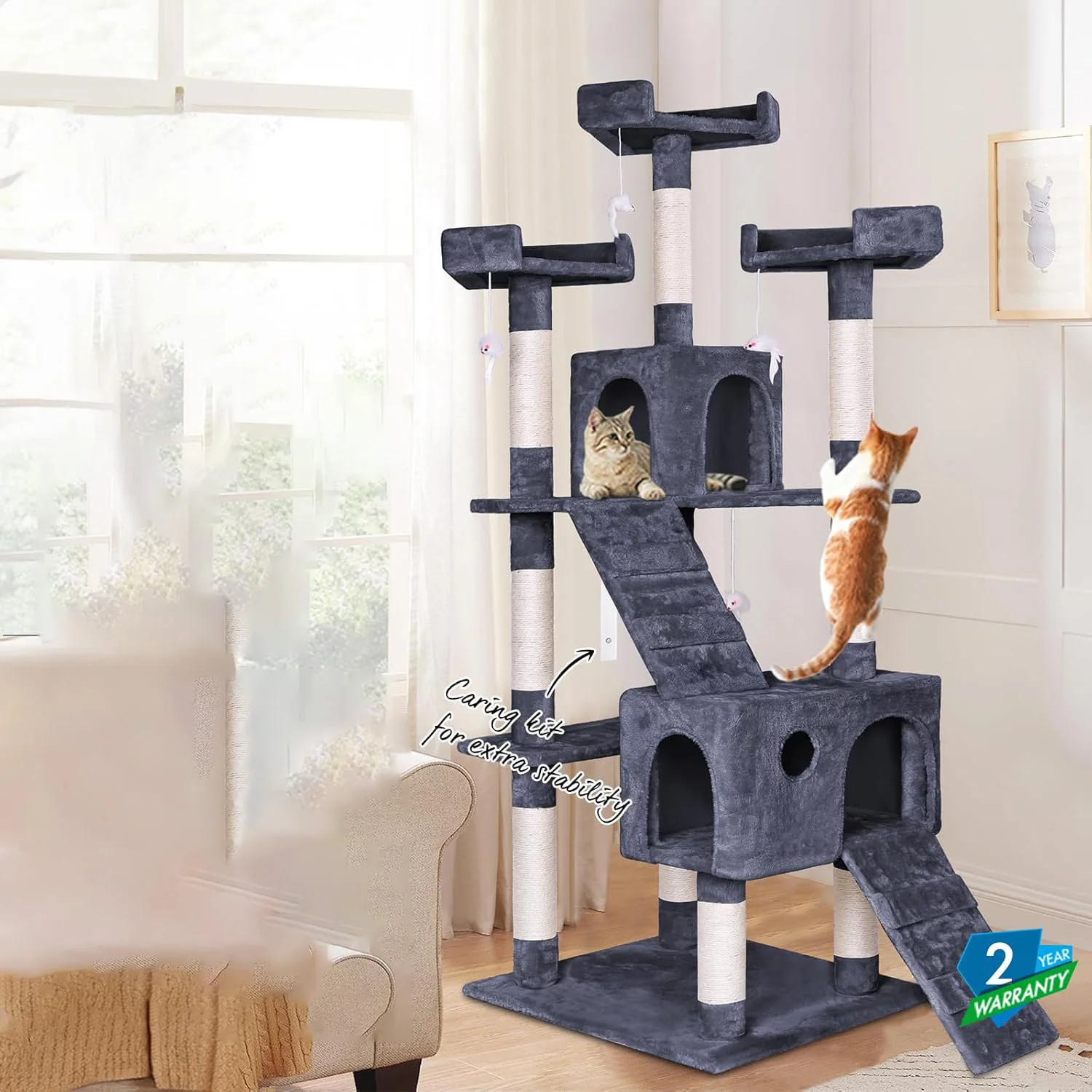 Cat Scratcher Tree Large Plush Pet Scratching Toy Sisal Cat Tower Modern Pet Furniture Xxl Cat Tree