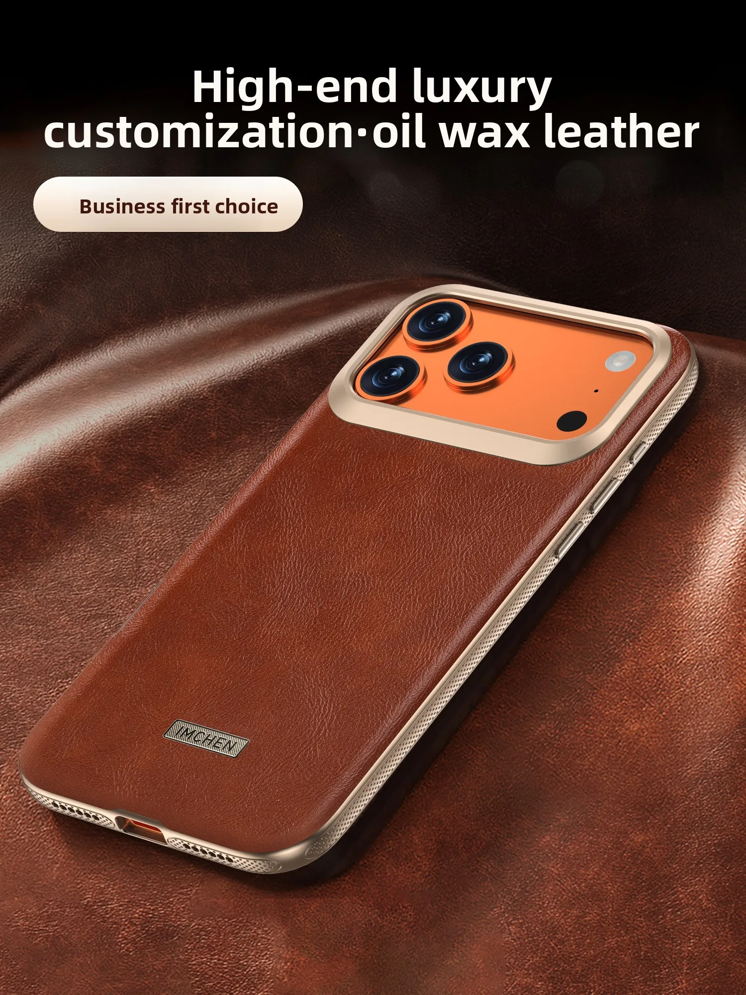 

iMCHEN for iPhone17 Pro Max Case New Oil Wax Leather Case iPhone17 Pro Metal Lens Ring Magnetic Charging Anti-fall Phone Case