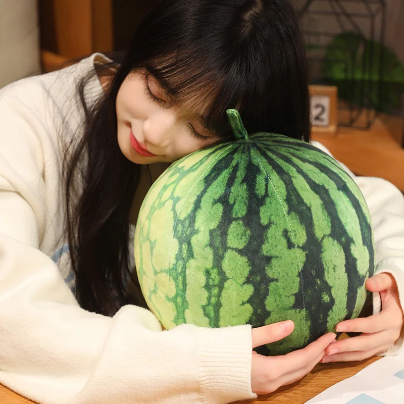 3D Simulated Watermelon Hug Pillow Round Long Watermelon Soft Plush Toys Fruit Sofa Cushion Suitable For Home Kids Gifts view 6