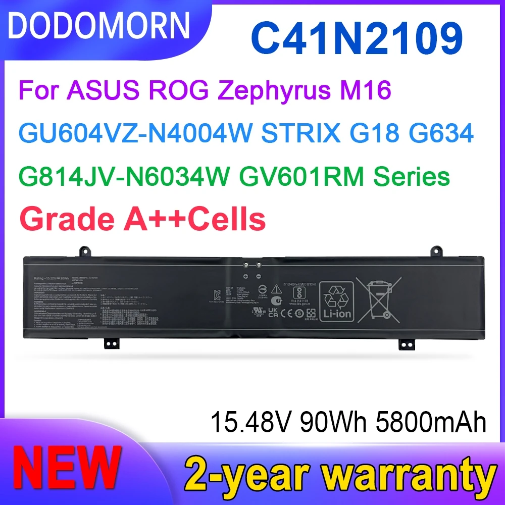 High Quality C41N2109 Laptop Battery For ASUS ROG Flow X16 GV601 Strix G16 G614 SCAR 16/18 Zephyrus M16 GU604