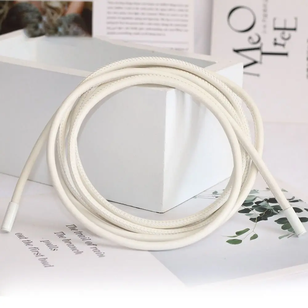 Fashion Non-hole Round Rope Belt Waist Chain Solid Color Leather Thin Belt Sweater Strap Women