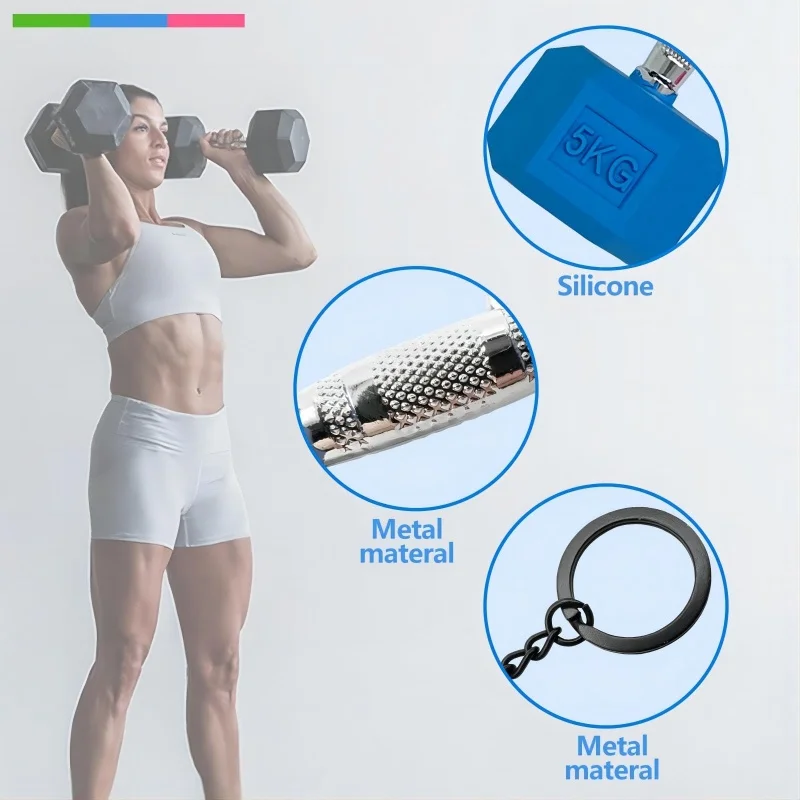 Neuer Hantel-Schlüsselanhänger aus Silikon, DIY-Geschenk für Fitness-Enthusiasten, Gym-Trainer, Rucksack- und Autoschlüsselanhänger – Detail 8