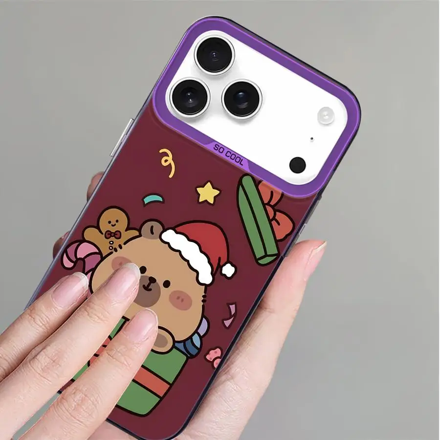 حافظة لهاتف آيفون 17Air 13 XS XR 15 Plus 11 12 14 16 17 Pro Max 16e عيد الميلاد كابيبارا كارتون