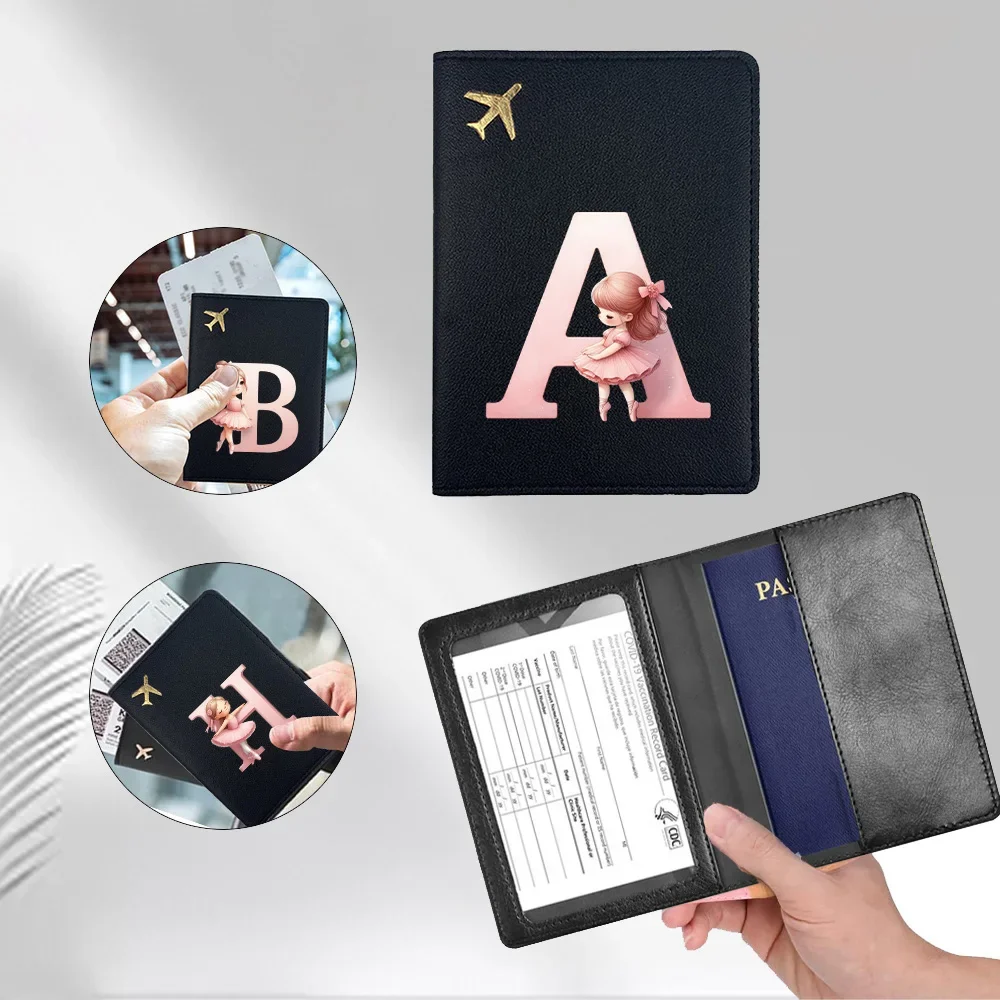مجموعة جواز سفر PU ممتازة، حقيبة تخزين متينة لجواز السفر، اسم راقصة الباليه للفتيات الأولي، نمط 26 حرفًا #4