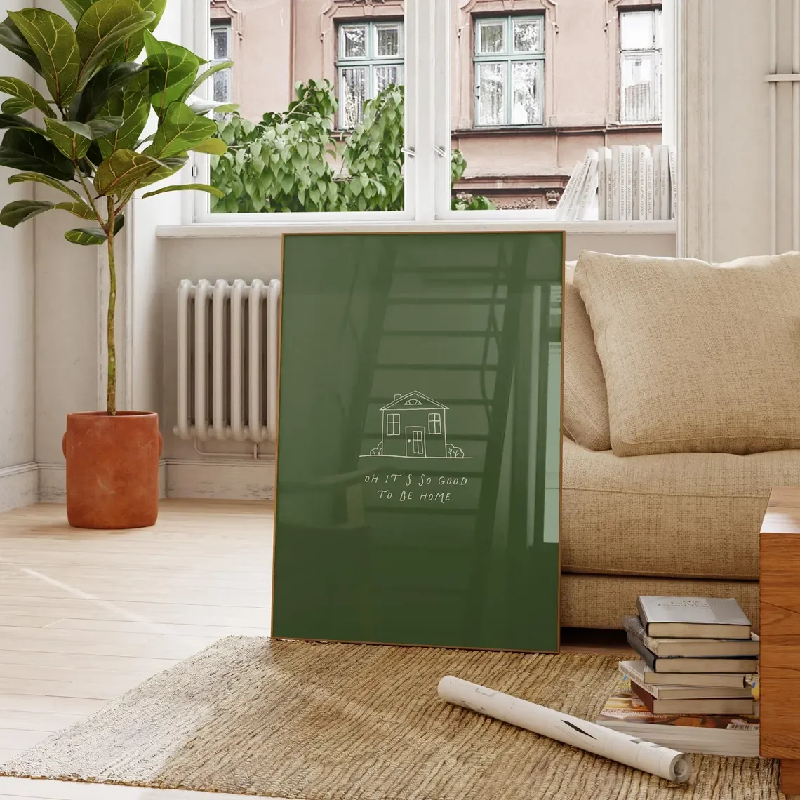 Green Good To Be Home Print: Trendy Wall Art, Digital Downloads, Art Print, Gift Idea, Aesthetic