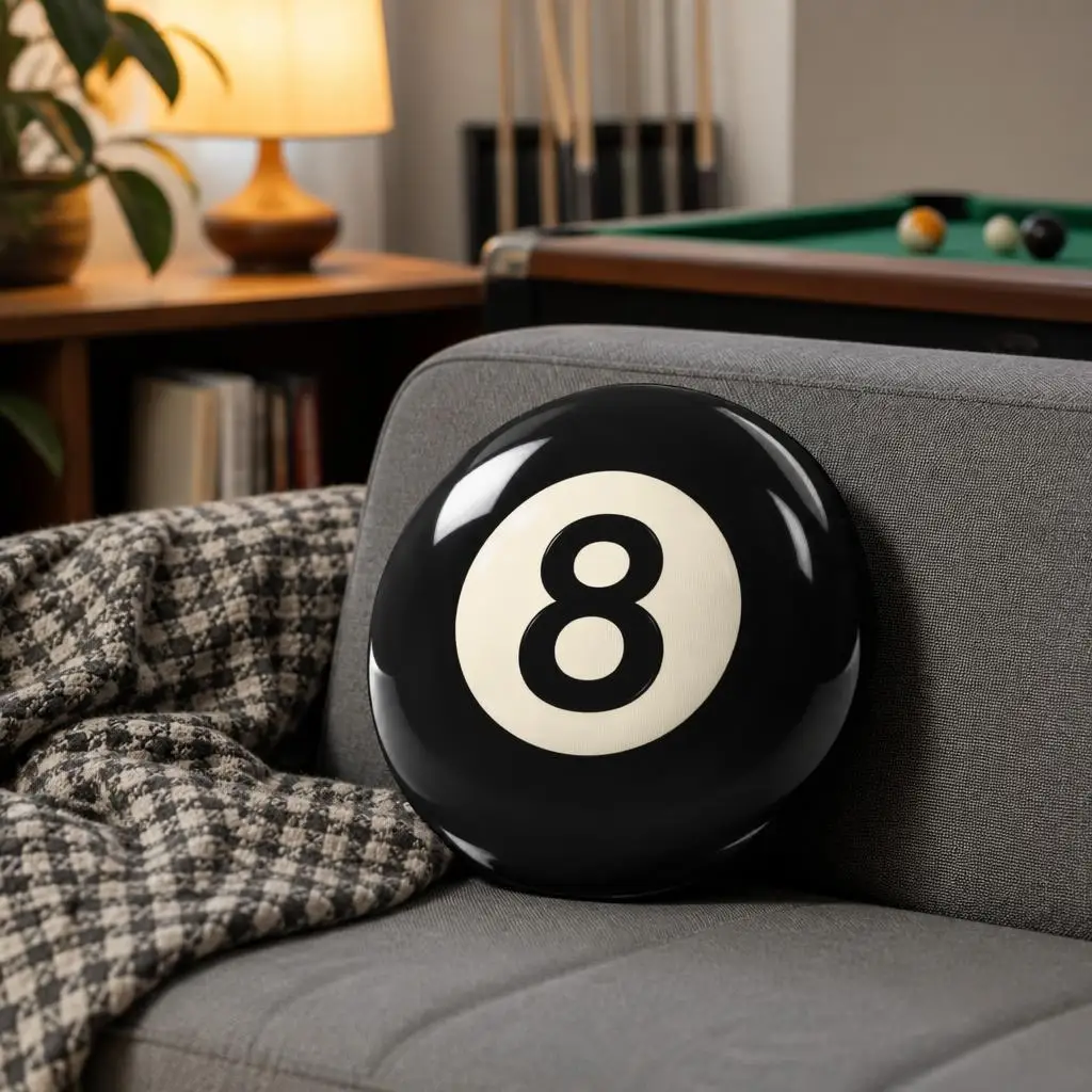Eight Ball Plush Pillow Billiards Game Cushion Classic Pool Room Decor Irregular Stuffed Throw Pillow Gamer Conversation Gift