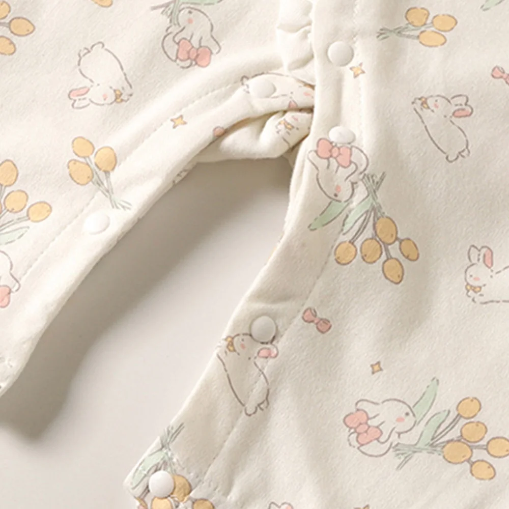 Baby Girl Christmas Romper Long Sleeve Floral Animal Print Baby Jumpsuits Spring Autumn Princess Infant Onesies Birthday Clothes