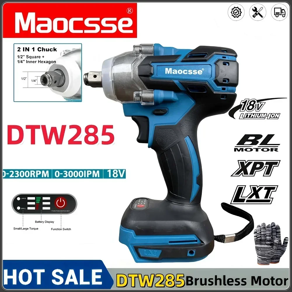 

Makita DTW285 520N.M Impact Electric Wrench Brushless Wrench Cordless Tool Power Tools Rechargeable For Makita 18V Battery