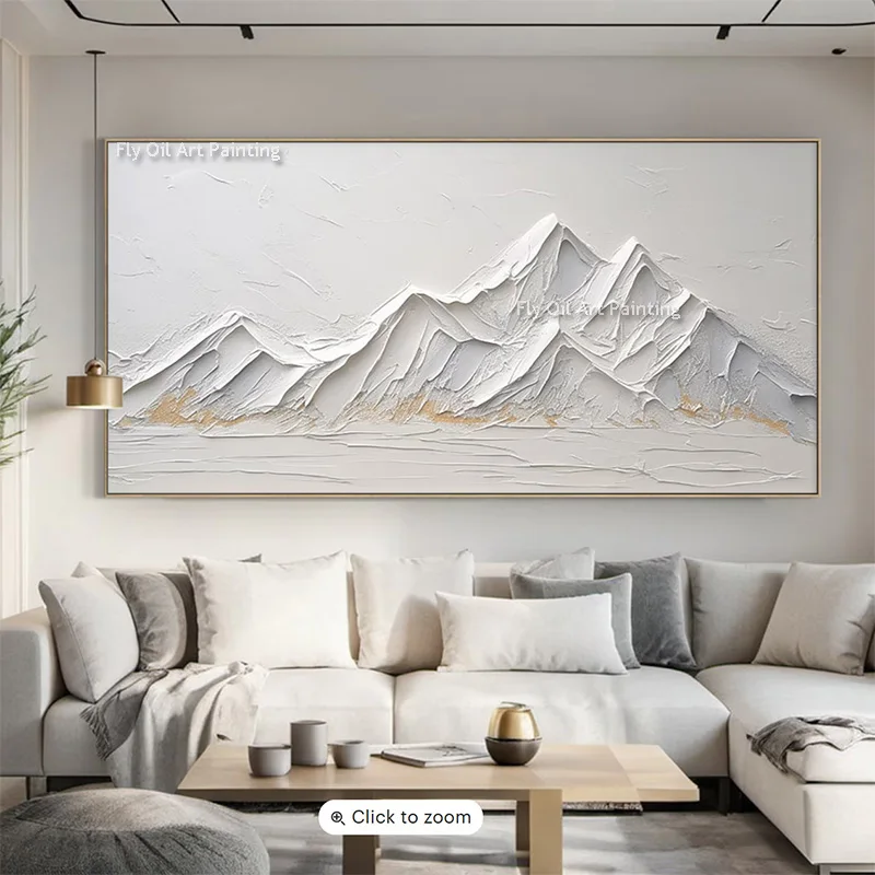 Large Handmade Winter Season Knife Thick White Mountains Canvas Wall Art For Home Wall Decor New Design Mountain Landscape Art