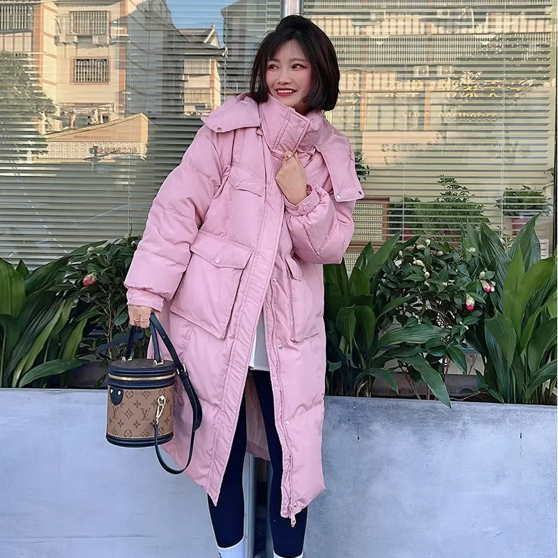 

Korean New Down Cotton-Padded Coat Women's Overcoat Fashion Mid-Length Loose Slim Warm Parka 2025 Winter Hooded Cotton Coat