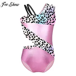 Girls Sleeveless Color Block Ballet Dance Costumes For Children Gymnastics Dancewear Kids Ballet Leotards Bodysuit Performance