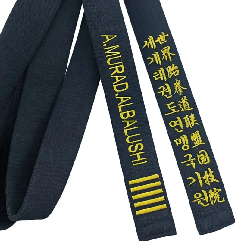 WTF Kukkiwon Taekwondo Black Belt Embroidery Width 5 Polyester Cotton Martial Arts Sports Coach Waistband Customized Name Korean