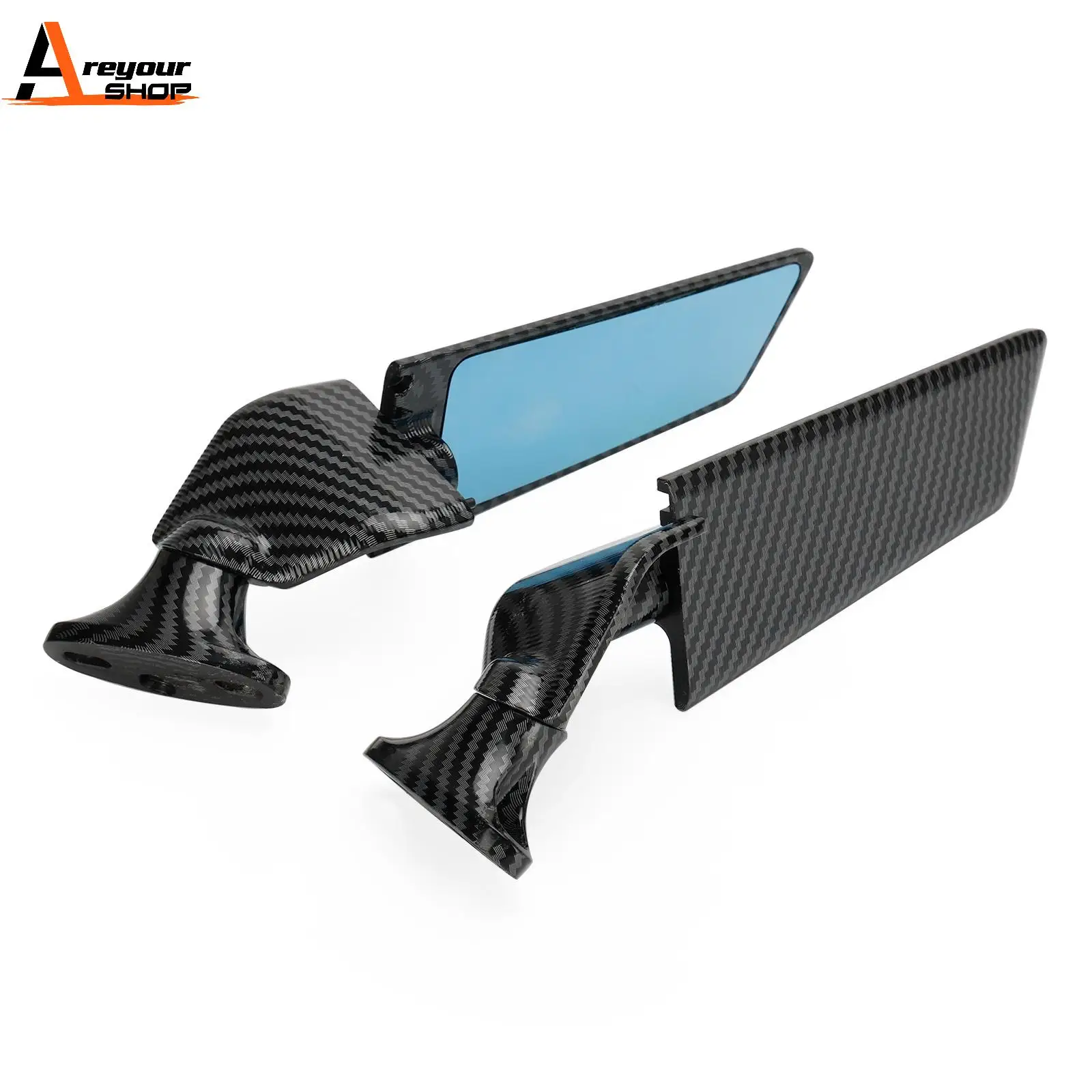 Areyourshop Wing Fin Spoiler Side Rearview Mirrors for Honda CBR300R CBR500R 2013-2023