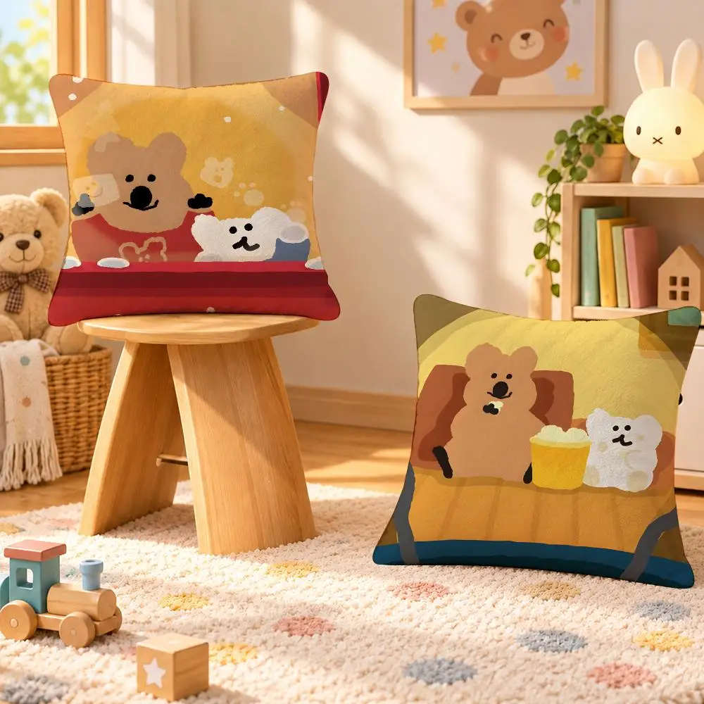 Mascot Dinotaeng Quokka Cute Cushion Cover Personalized Soft Plush Pillow Living Room Home Sofa Bedroom Office Car Cushion