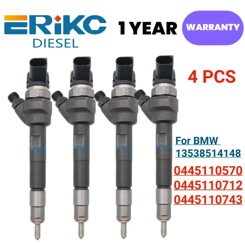 4PCS Diesel Fuel Injector 0445110743 0445110712 0445110570 Fuel Injector Assembly 0 445 110 743 0445 110 743 for BMW 13538514148