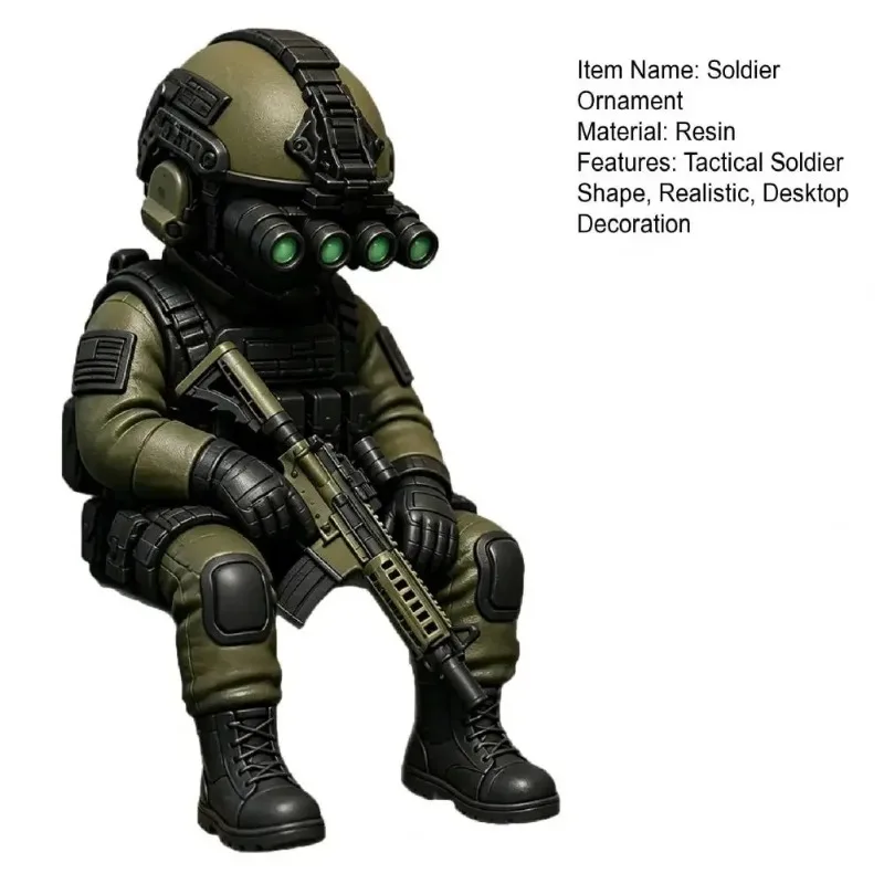 Mini-Soldatenfigur Dekoration Sitzender Scharfschütze Statue Bewaffnete Spezialeinheiten Statue Militär-Soldatenskulptur Sammlermodell – Detail 8